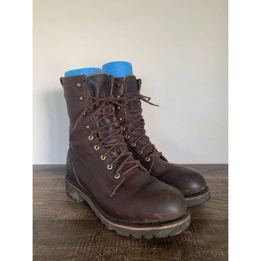 VTG Filson Highlander Brown Leather Hunting Boots Vibram Soles Made USA 9 D